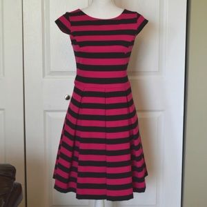 131 INC Fit & Flare Striped Dress w/ pleats